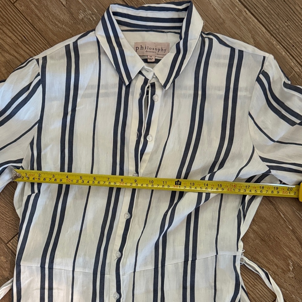 Philosophy Women's White and Black Striped Button-Front Shirt Dress - Picture 10 of 12